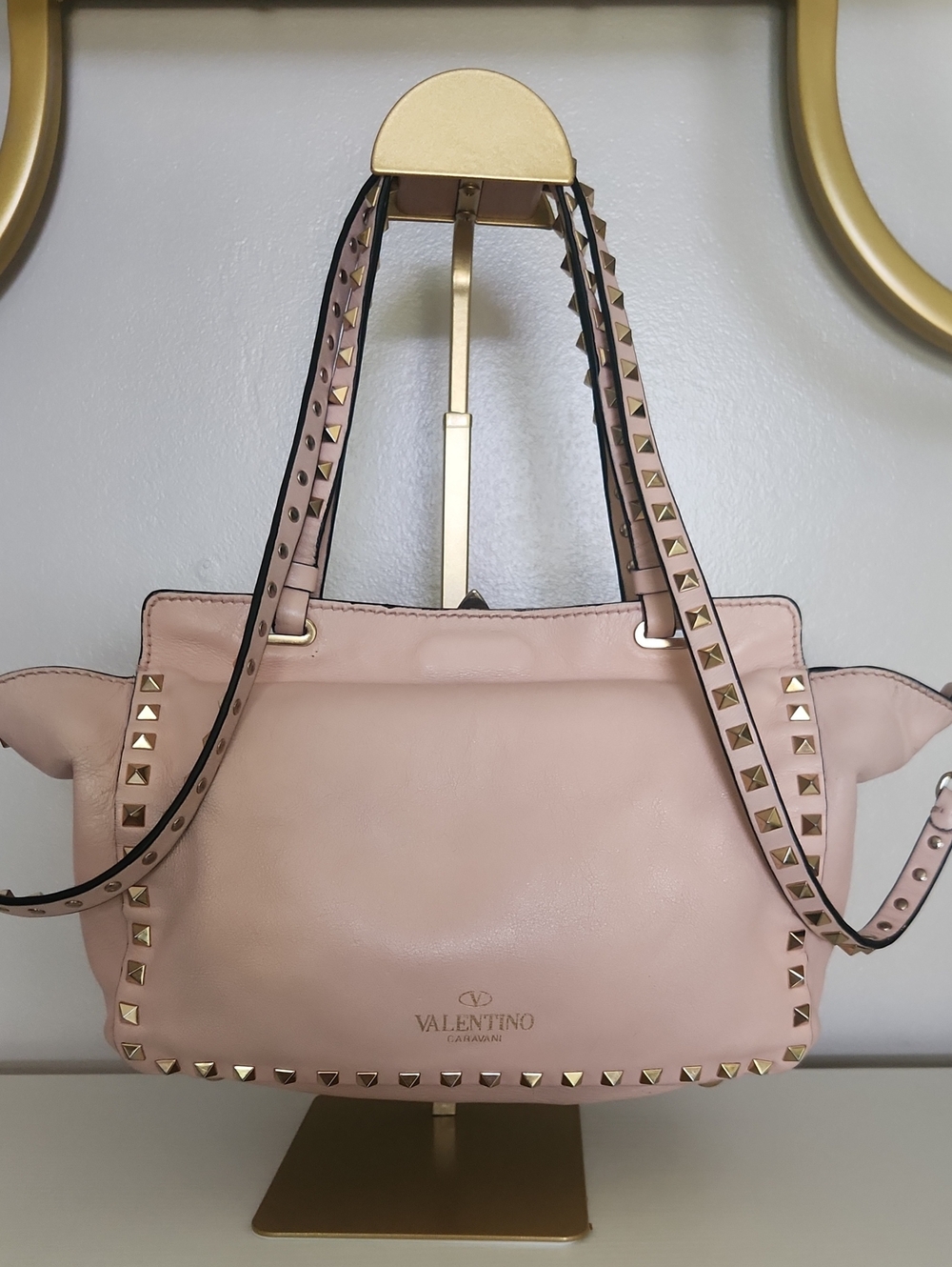 Valentino Garavani Pink Rock Stud  Leather 2 Way Bag